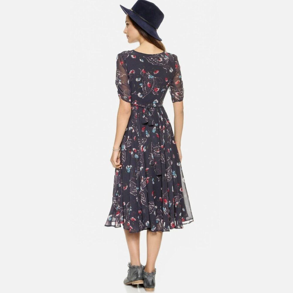 NEW Free People 2 XS Bonnie Floral Coquette CottageCore Dress Blue Fit Flare Tie - Picture 9 of 15